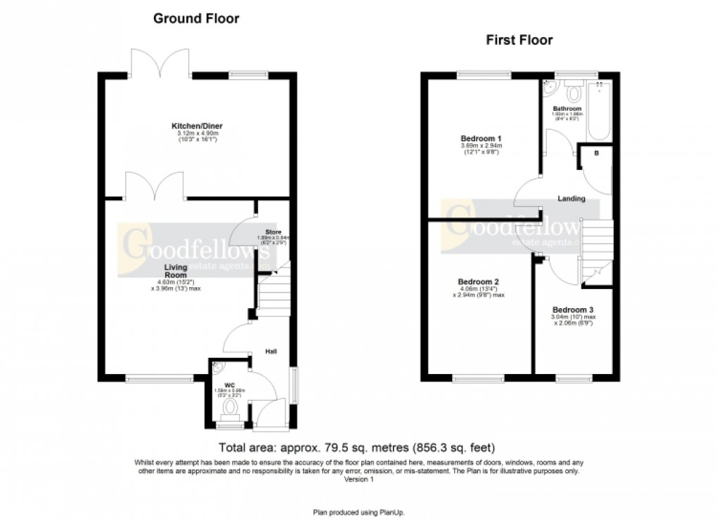 Floorplan for Herrick Street, Westerhope, Newcastle Upon Tyne 