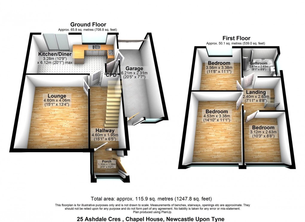 Floorplan for Ashdale Crescent, Chapel House, Newcastle Upon Tyne 