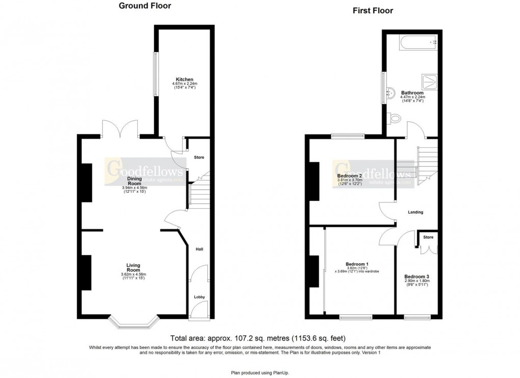 Floorplan for Tynevale Terrace, Lemington, Newcastle Upon Tyne 