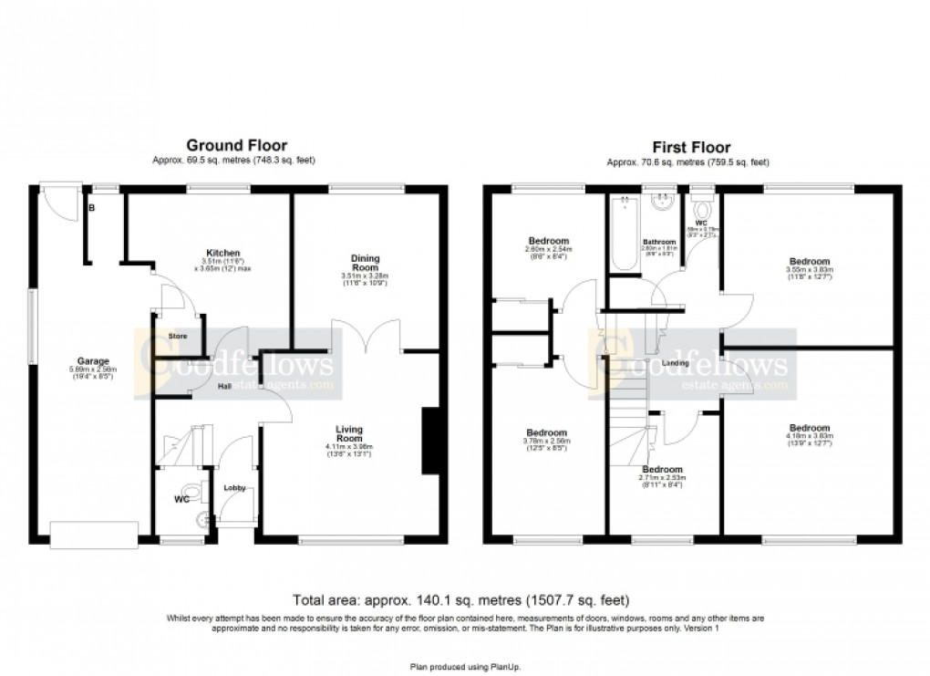 Floorplan for Trajan Walk, Heddon-on-the-Wall, Newcastle upon Tyne 
