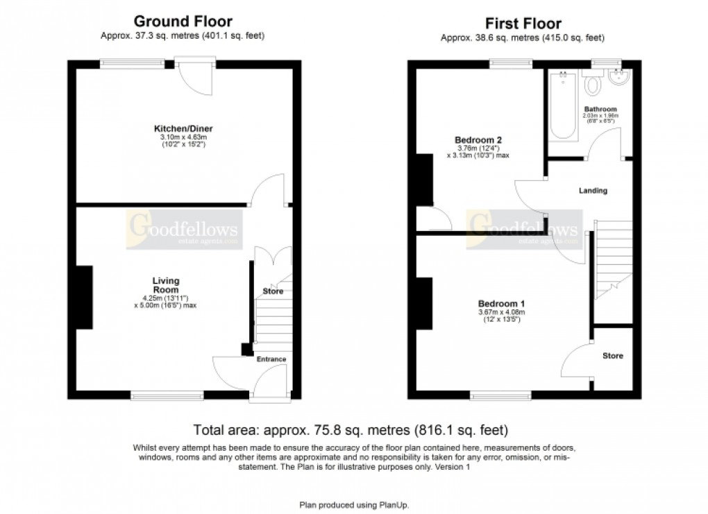 Floorplan for The Leazes, Throckley, Newcastle upon Tyne 