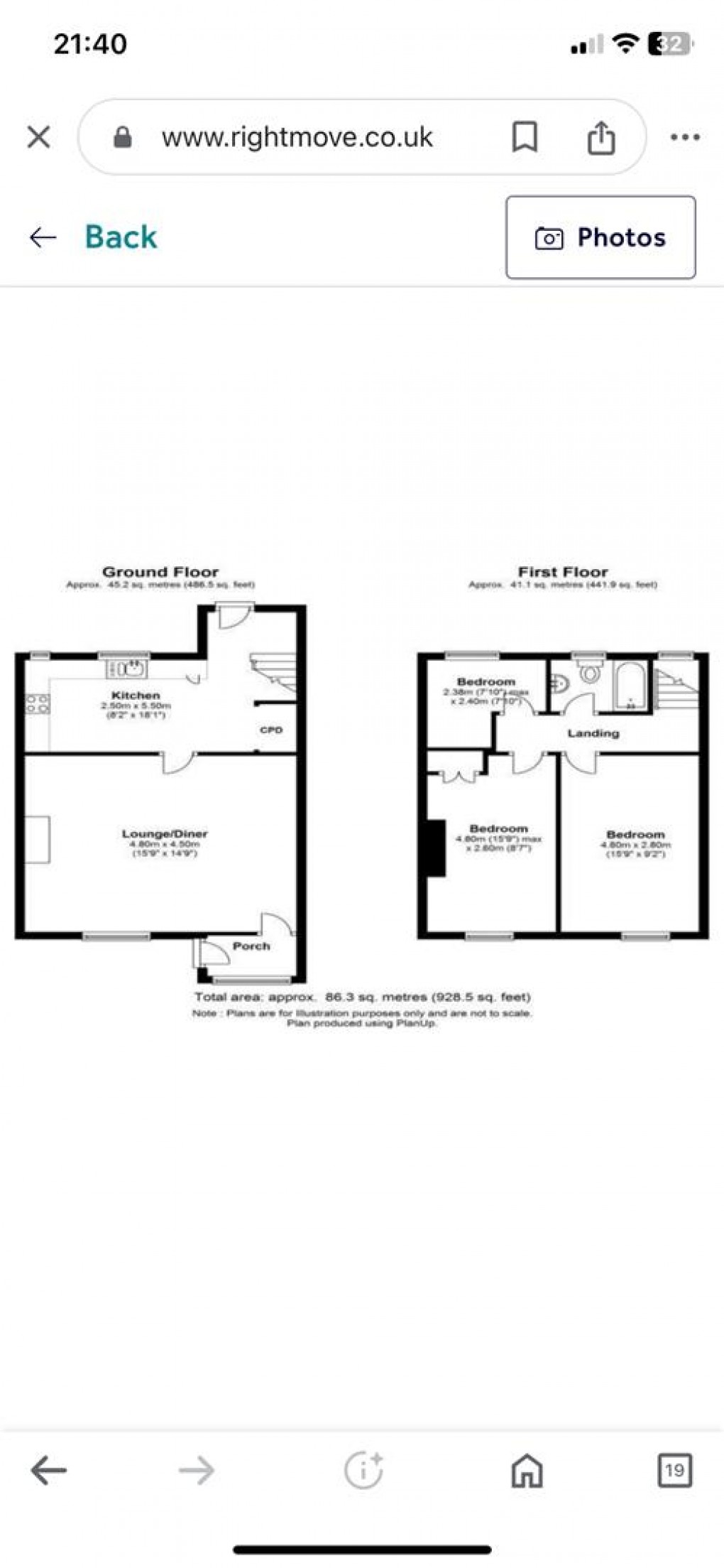 Floorplan for Dene Terrace, Walbottle, Newcastle Upon Tyne