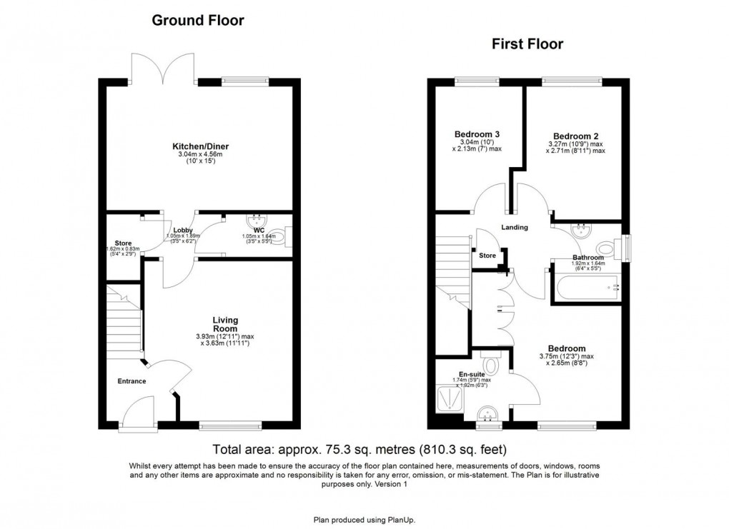 Floorplan for Larch Avenue, Meadow Hill. Throckley, Newcastle upon Tyne