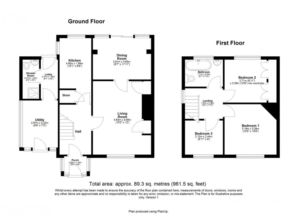 Floorplan for Brampton Gardens, Throckley, Newcastle Upon Tyne