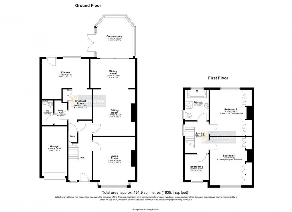 Floorplan for Woolsington Gardens, Woolsington, Newcastle Upon Tyne