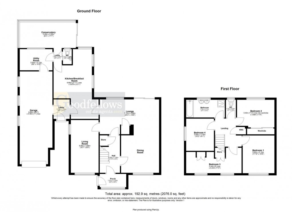 Floorplan for Northumberland Gardens, North Walbottle, Newcastle Upon Tyne