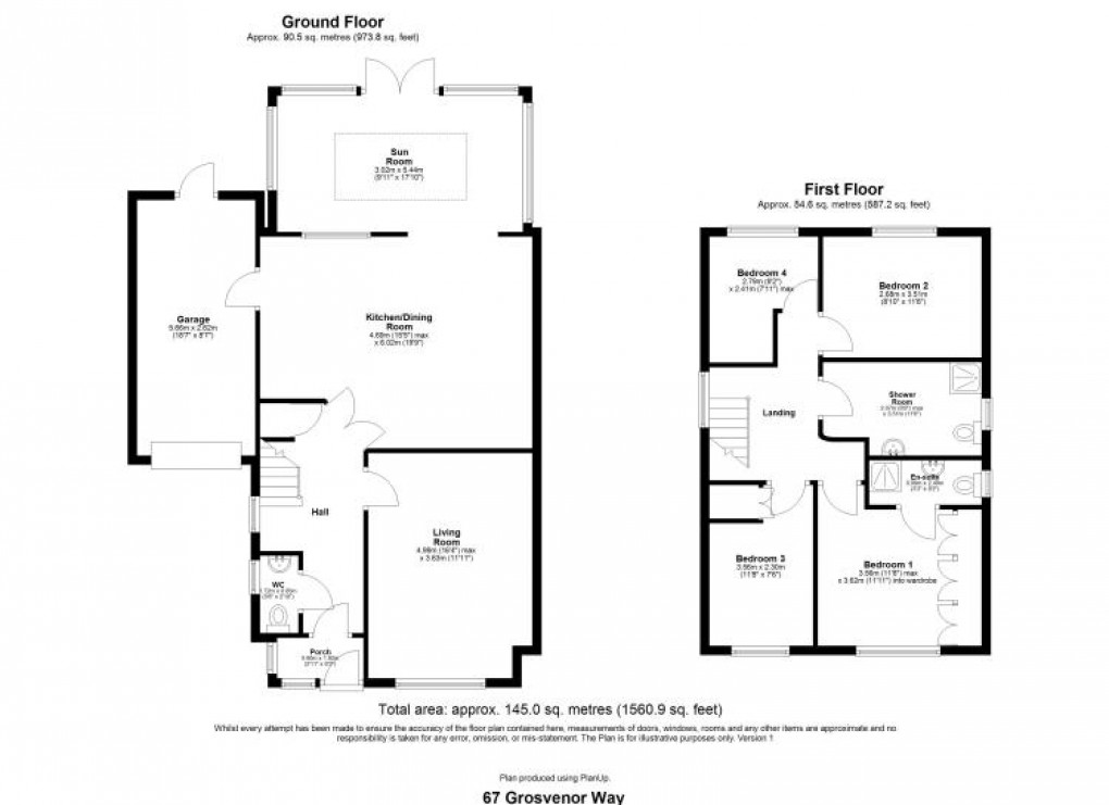 Floorplan for Grosvenor Way, Chapel Park, 