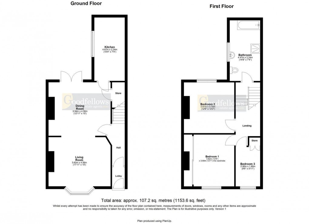 Floorplan for Tynevale Terrace, Lemington, 