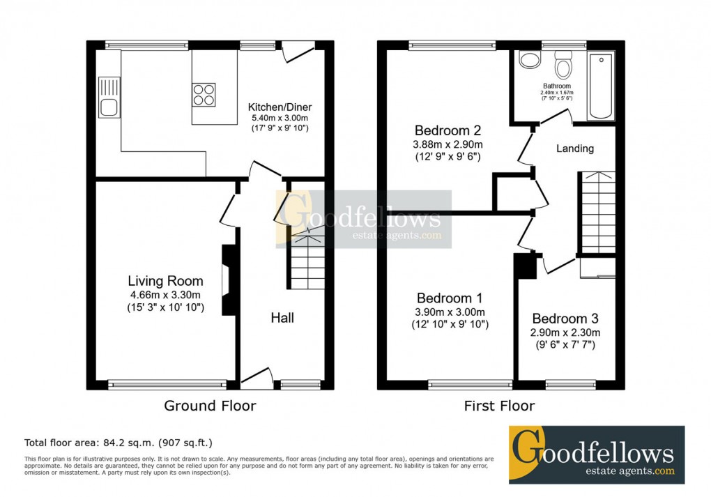 Floorplan for Ravensburn Walk, Throckley, 