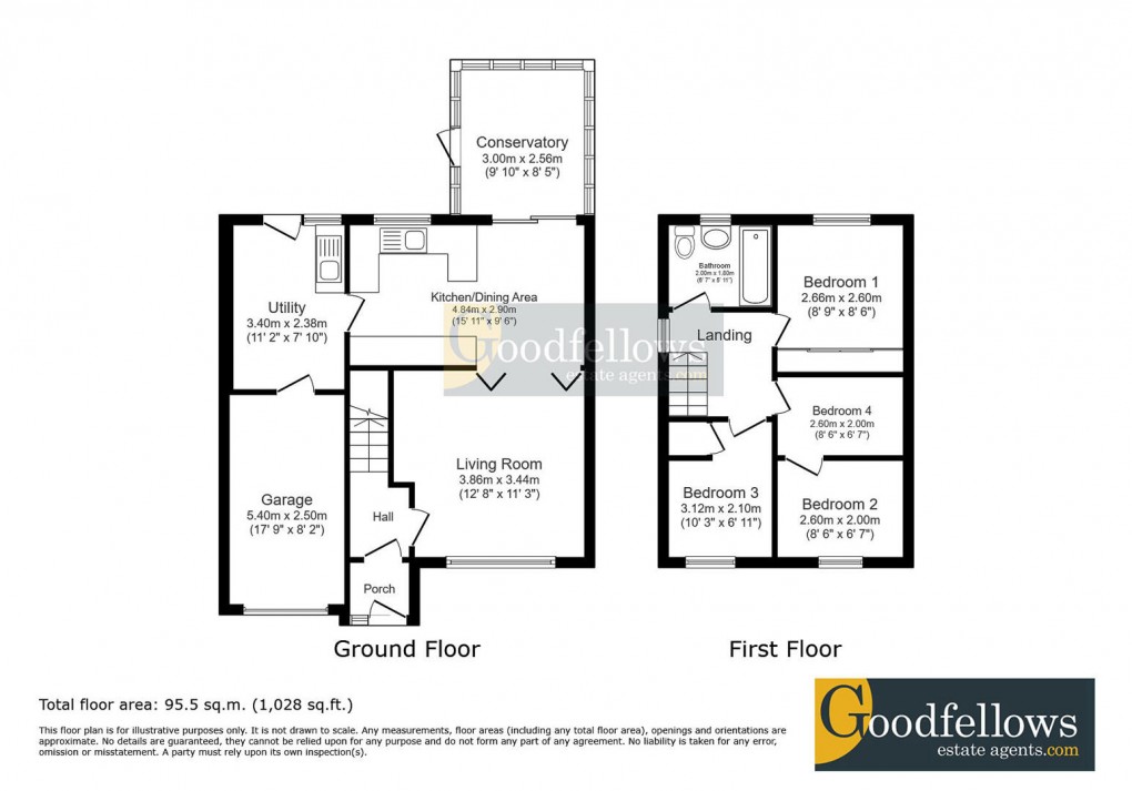 Floorplan for Wesley Way, Throckley, 